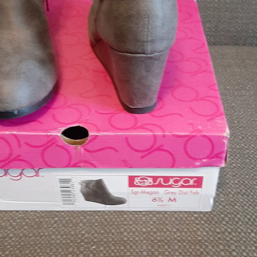 Grey wedge boots size 6.5 M